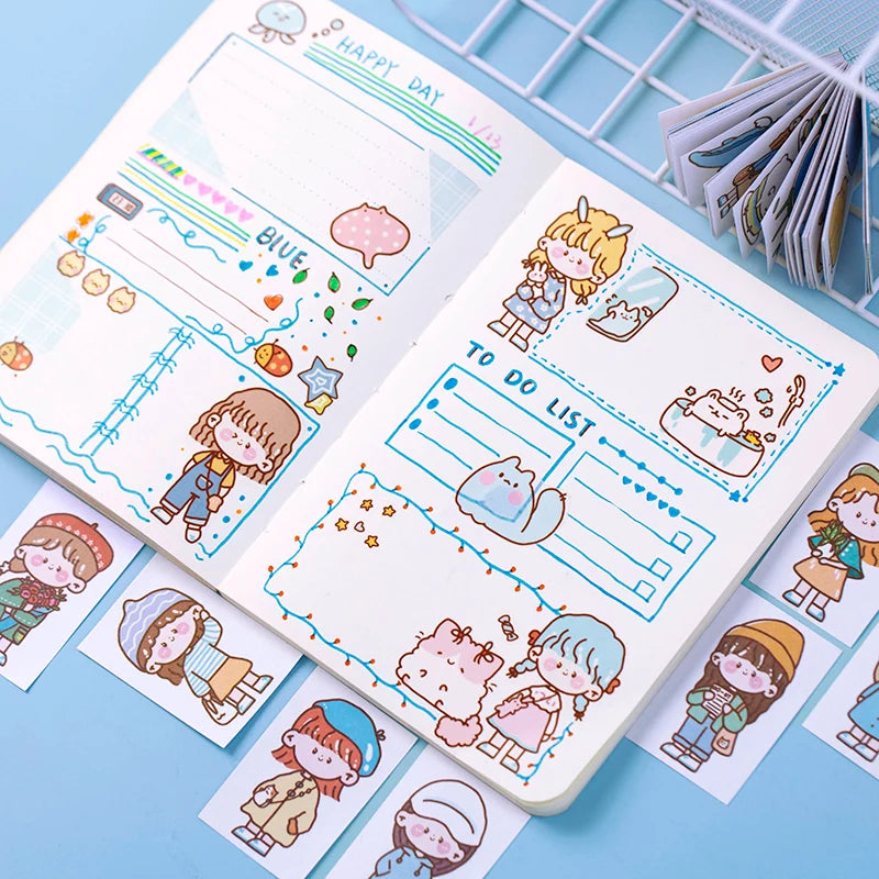 Yoofun 50 Sheets Small Meatball Series Different Patterns Mini Sticker Book Kawaii Planner Decor Stationery