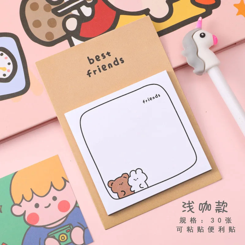 1 PCS Adhesive Cute Kawaii Bunny Bear Sticky Notes Notepad Memo Pad Office School Supply Stationery Notebook Sticker