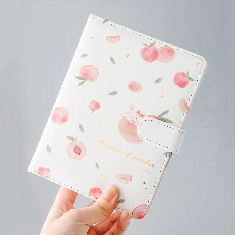 Kawaii Pink Peach Diary Cute Planner Book for Students PU Cover Magnetic Agenda Colored Inner Page Journals Stationery Notebooks