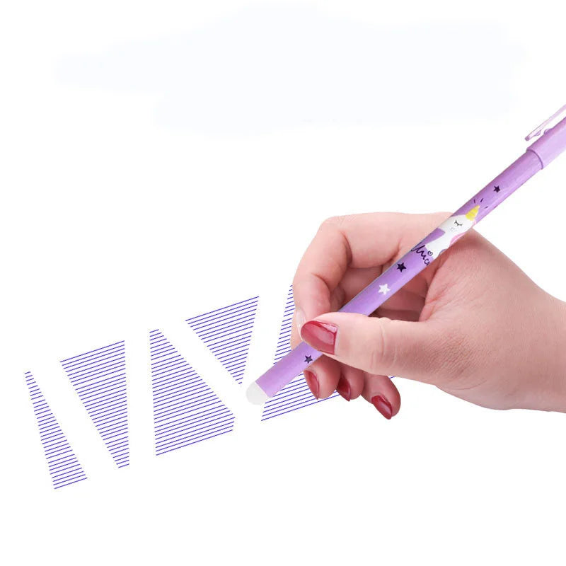 4Pcs/Set Unicorn Erasable Gel Pen 0.5Mm Kawaii Blue Black Ink Writing Pens Washable Handle for School Office Stationery Supplies