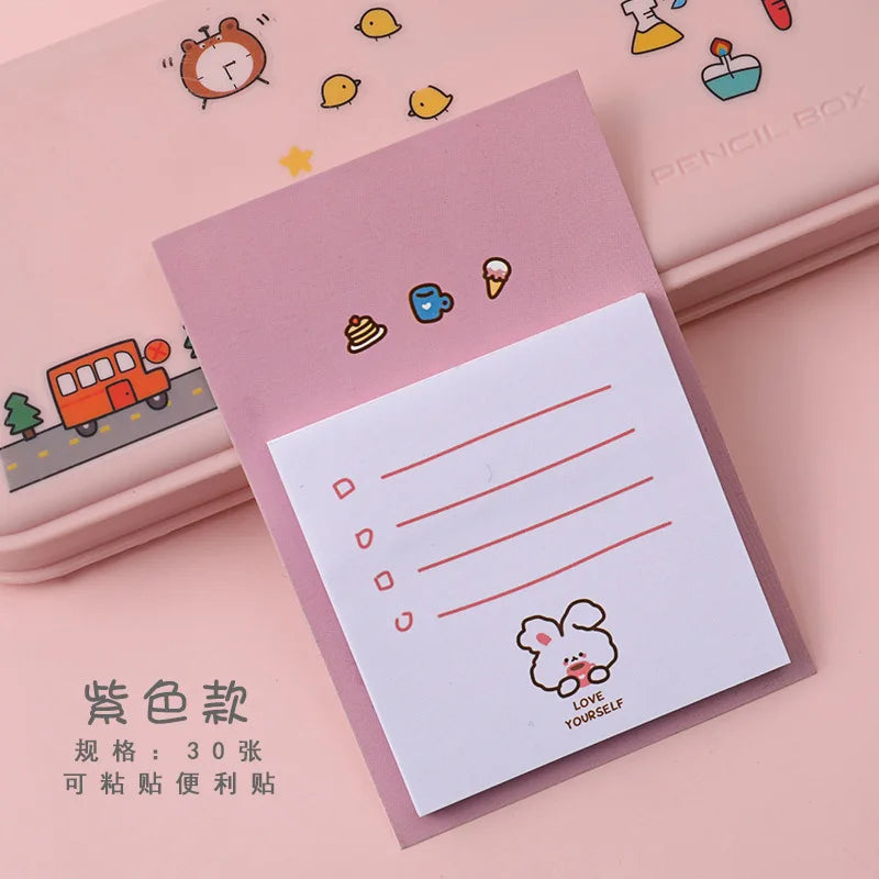 1 PCS Adhesive Cute Kawaii Bunny Bear Sticky Notes Notepad Memo Pad Office School Supply Stationery Notebook Sticker