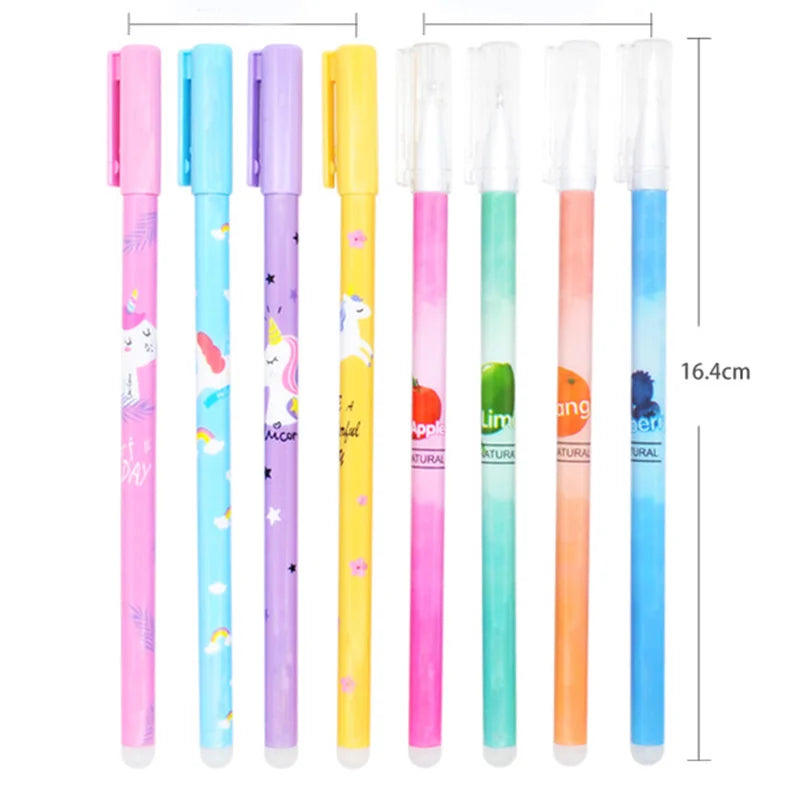 4Pcs/Set Unicorn Erasable Gel Pen 0.5Mm Kawaii Blue Black Ink Writing Pens Washable Handle for School Office Stationery Supplies
