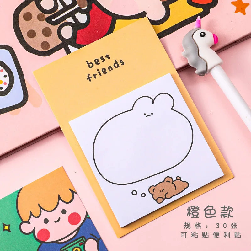 1 PCS Adhesive Cute Kawaii Bunny Bear Sticky Notes Notepad Memo Pad Office School Supply Stationery Notebook Sticker