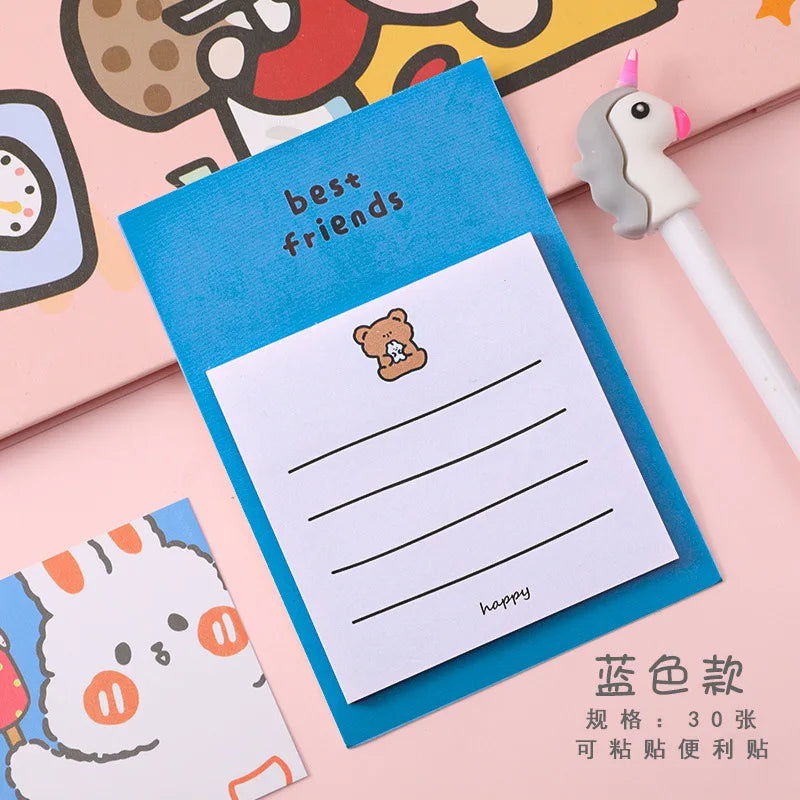 1 PCS Adhesive Cute Kawaii Bunny Bear Sticky Notes Notepad Memo Pad Office School Supply Stationery Notebook Sticker