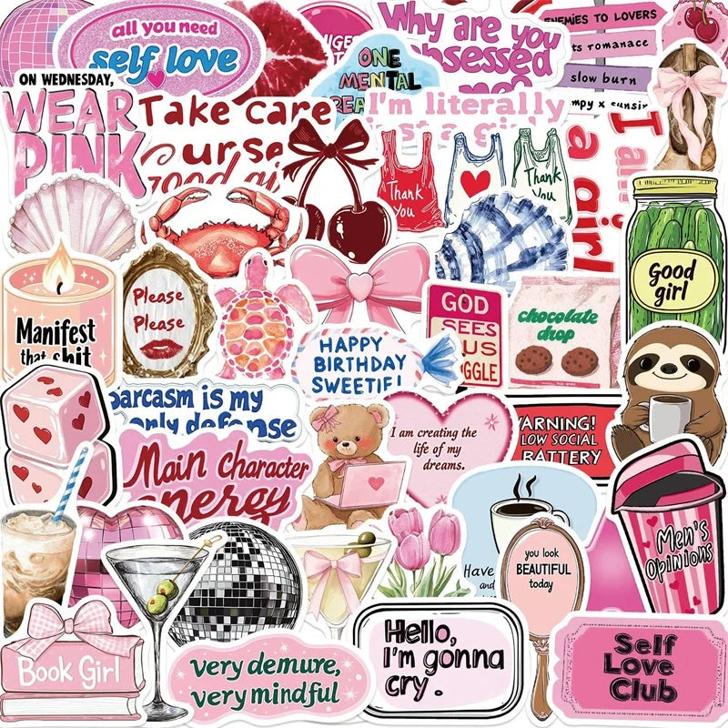 10/30/50PCS Kawaii Pink Ballet PVC Sticker Aesthetic Korean Stationery Decoration Scrapbooking School Supplies