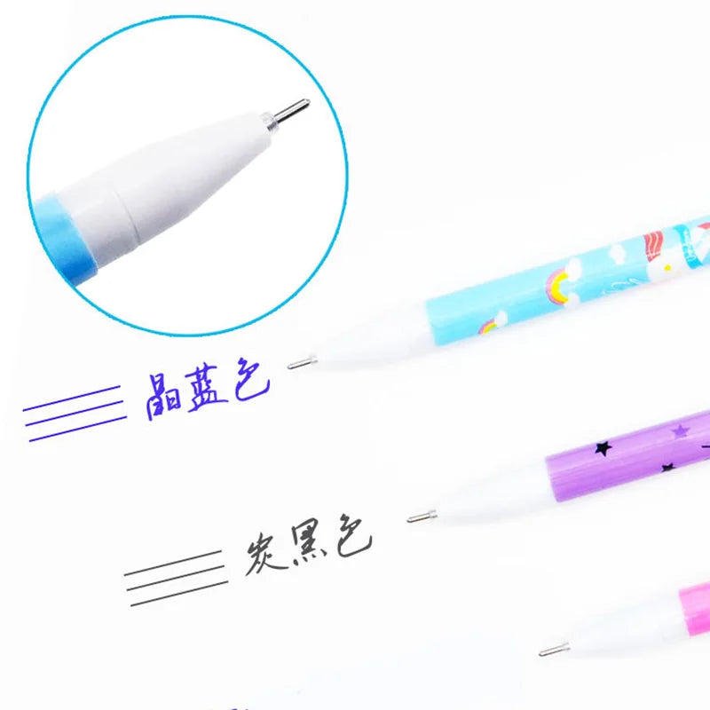 4Pcs/Set Unicorn Erasable Gel Pen 0.5Mm Kawaii Blue Black Ink Writing Pens Washable Handle for School Office Stationery Supplies