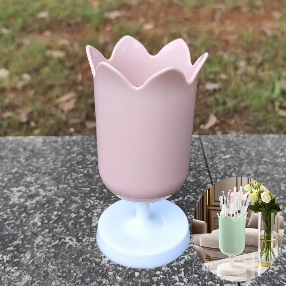 Cute Pencil Head Shape Pen Holder Pencil Storage Box Student Desktop Office Household Multifunctional Makeup Brush Organizer Box