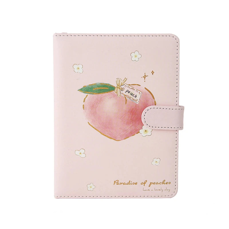 Kawaii Pink Peach Diary Cute Planner Book for Students PU Cover Magnetic Agenda Colored Inner Page Journals Stationery Notebooks