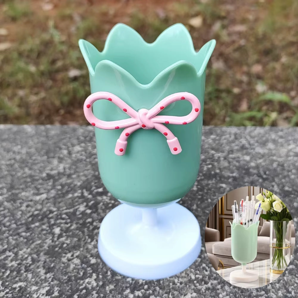 Cute Pencil Head Shape Pen Holder Pencil Storage Box Student Desktop Office Household Multifunctional Makeup Brush Organizer Box