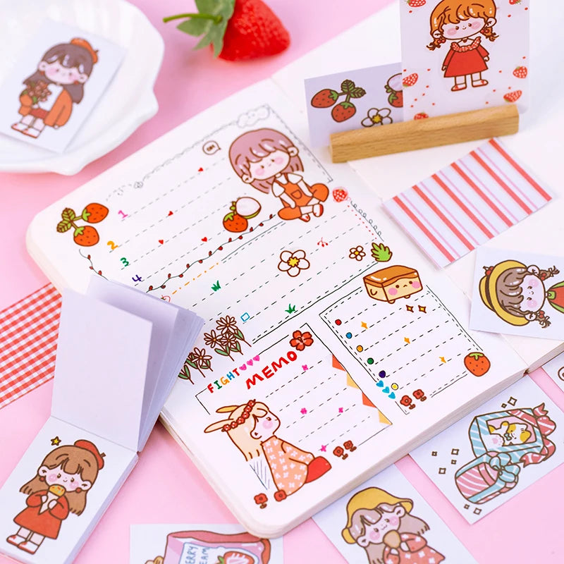 Yoofun 50 Sheets Small Meatball Series Different Patterns Mini Sticker Book Kawaii Planner Decor Stationery