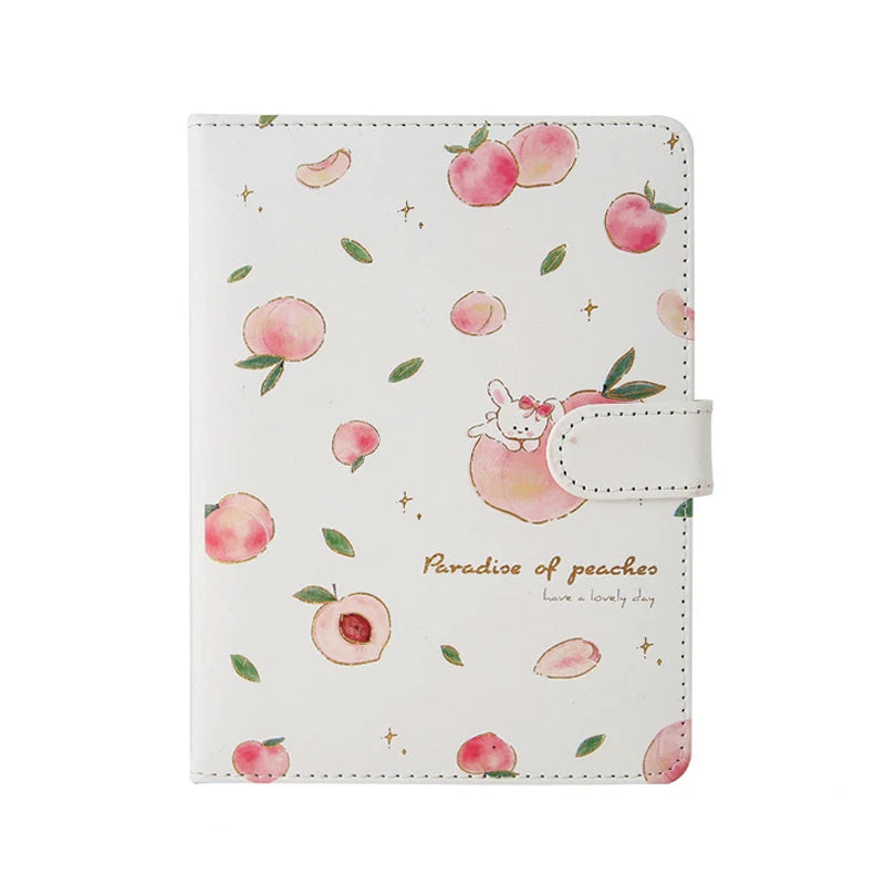 Kawaii Pink Peach Diary Cute Planner Book for Students PU Cover Magnetic Agenda Colored Inner Page Journals Stationery Notebooks