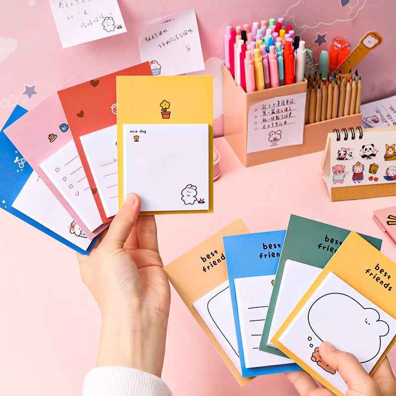 1 PCS Adhesive Cute Kawaii Bunny Bear Sticky Notes Notepad Memo Pad Office School Supply Stationery Notebook Sticker