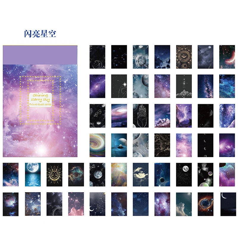 50Pcs/1Lot Kawaii Stationery Stickers Cosmic Starry Sky Diary Planner Junk Journal Stickers Scrapbook Craft Sticker