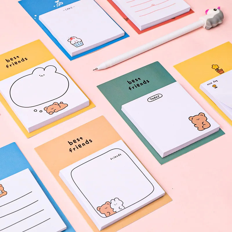 1 PCS Adhesive Cute Kawaii Bunny Bear Sticky Notes Notepad Memo Pad Office School Supply Stationery Notebook Sticker