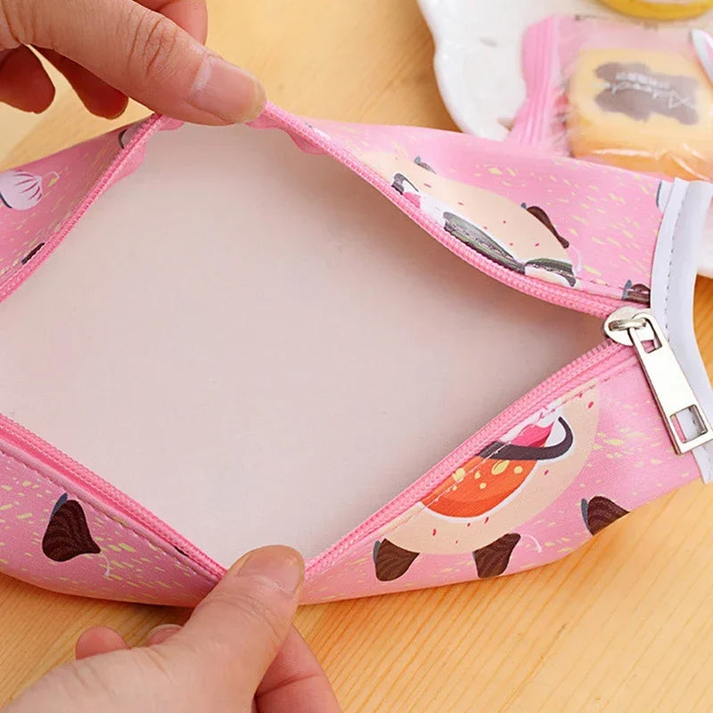 Kawaii Creative Macaron School Pencil Case for Girls Chocolate Cracker PU Leather Pencil Bag Kids Gift School Supplies 1Pc